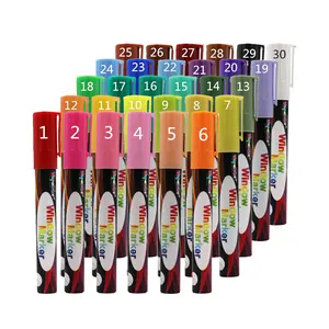 30สี6มม.เป็นมิตรกับสิ่งแวดล้อม OEM Dry-Erase & Wet-Erase นีออน Liquid Chalk Marker สำหรับกระดานสีดำ,Bristol Board,กระจก,กระจก