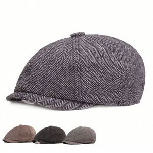 Béret en coton pour homme, style Gatsby euro-américain, casquette de newsboy à chevrons, accessoire décontracté pour le quotidien et l'extérieur - Product Image 1