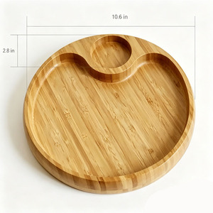 Plato de Madera Ecológico Moderno para Cocina, Comedor, Bandeja Redonda de Madera Pulida para Servir Alimentos, Plato Decorativo para el Hogar - Product Image 2