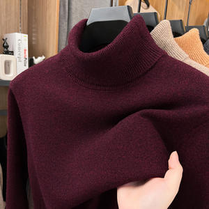 Suéter de Cuello Alto para Hombre, 100% Lana, Doble Solapa, 410g, Color Sólido, Capa Base, Tejido de Punto Puyuan - Product Image 5