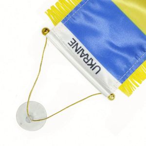 ธงซาตินยูเครนแบบกำหนดเอง ธงติดรถยนต์ขนาดเล็ก พร้อมพู่สีเหลือง - Product Image 4