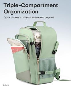 HOTOR Sac à dos de voyage en velours pour femme, compatible TSA, plusieurs compartiments, 3 cubes de rangement, résistant à l'eau, confortable pour les voyages - Product Image 2