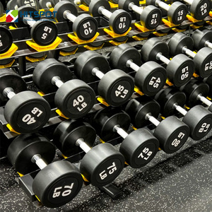 Commercial Dumbells Lbs Bodybuilding Weights Set Home Gym Equipment Free Weights <strong>Rubber</strong> 5lbs - 100lbs Round <strong>Dumbbells</strong> - Product Image 1