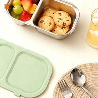 Boîte à condiments portable en acier inoxydable 304 avec couvercle hermétique anti-fuite, récipients à condiments micro-ondables, couvercle en silicone, boîte à lunch