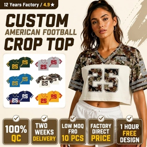 Maillot de football américain court personnalisé pour femme, style cheerleaders, en maille, sublimation, streetwear, crop top - Product Image 1