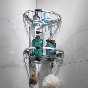 Étagère de douche d'angle à 2 niveaux en chrome, organisateur de rangement de salle de bain en acier inoxydable, design minimaliste et gain de place - Product Image 4