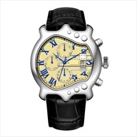Montre mécanique automatique classique pour homme en acier inoxydable, forme guitare unique, étanche 30M, montre-bracelet haut de gamme