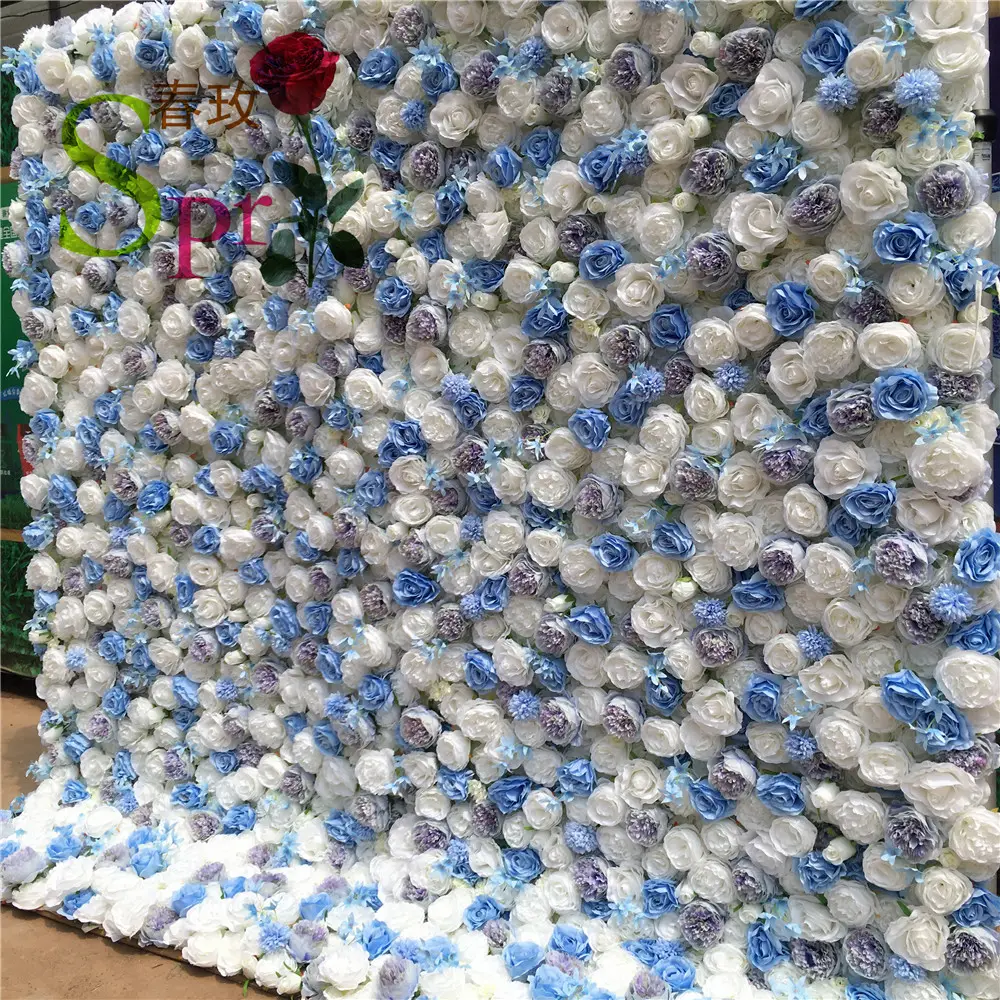 SPR卸売結婚式の背景造花壁パネル装飾人工シルク結婚式の花の壁ローズの背景