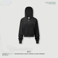 Felpa con cappuccio da donna all'ingrosso, 320G, 85% cotone 15% poliestere, in pile tinta unita, ecologica, traspirante, con cerniera a due vie, modello corto, classica