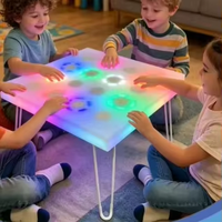 Table de jeu interactive éducative Montessori pour enfants, pliable, avec lumières LED, jouet sensoriel musical, 16 lumières RGB, commande tactile pour enfants