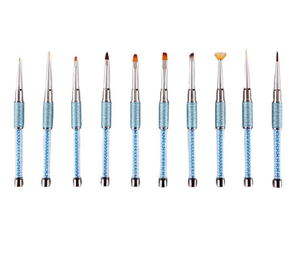 Ensemble de pinceaux à ongles personnalisés avec manche décoré de perles bleues, faible MOQ, pinceaux de luxe pour nail art, liner et peinture au gel, pour salon de manucure - Product Image 3