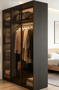 <span class=keywords><strong>Armadio</strong></span> Moderno con Porte in Vetro Nero, <span class=keywords><strong>Cabina</strong></span> <span class=keywords><strong>Armadio</strong></span> Illuminata a LED per Camera da Letto, Vendita Diretta dalla Fabbrica - Product Image 5