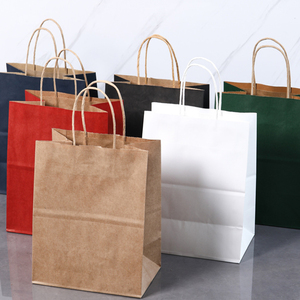 Custom Printed Kraft <b>Paper</b> Gift Bags Eco Friendly Biodegradable With Handle For Bakery Takeaway Birthday Wedding Party Packaging - Product Image 5