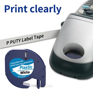 Venta al por mayor negro sobre azul adhesivo térmico plástico cinta de etiquetas Cassette Compatible <span class=keywords><strong>DYMO</strong></span> LetraTag LT100H 12MM * 4M 91332 91205 91335 - Product Image 3