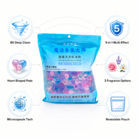 Perles de lessive en gel 5-en-1 directement de l'usine, parfum cacao nordique, écologiques, nettoyage en profondeur 8X, antibactériennes, parfum camélia, microcapsules longue durée