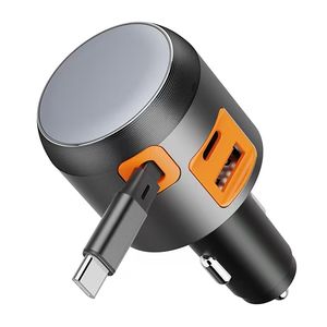 Chargeur de voiture rétractable PD 60W, charge rapide USB 2 Type C, chargeur mobile rapide 3 en 1, charge rapide PD USB - Product Image 1