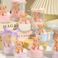 Bougie d'aromathérapie artisanale en cire de soja, décorative avec nœud en ruban, dans une boîte transparente, idéale pour les fêtes prénuptiales – Se vend comme des petits pains.