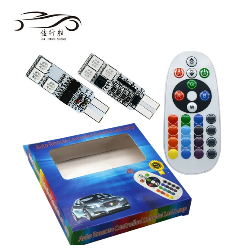 Lámpara Led con Control remoto para Interior de coche, luz de baile con música, multicolor, T10 5050 6SMD RGB