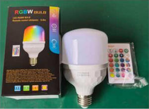 Ampoule LED RGB colorée en forme de T, 30W, culot E27, boîtier en plastique, température de couleur variable, télécommande, intensité variable, CRI 80, boîte - Product Image 2
