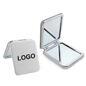 Customized Small Square Double Sided Pocket Mirror UV Printing PU Leather Portable Mini Makeup Mirrors