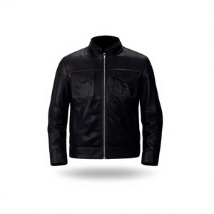 Premium Genuine Leather Winter Casual Jackets for <b>Men</b> Stand Collar Waterproof Zipper Dyed Washed Front Soft Comfortable Durable - Product Image 2