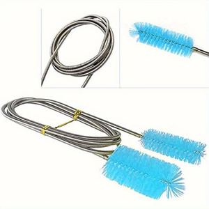 Ensemble de 3 brosses de nettoyage pour canalisations en acier inoxydable, avec brosse flexible à double tête, tuyau élastique et paille en nylon et plastique - Product Image 5