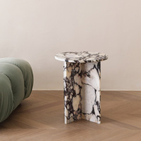 Table d'appoint moderne en marbre Calacatta Viola naturel, étanche, sur mesure SH STONE pour hôtel et salon