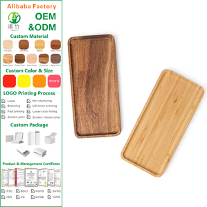 Eco-Friendly Multifunctional Wooden <strong>Snack</strong> <strong>Tray</strong> &amp; Bamboo Plate Custom Size Shape For Serving Cake Dessert Coffee Bathroom Jewelry - Product Image 1