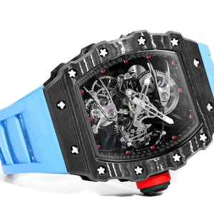 Reloj Tourbillon de Lujo de Alta Gama con Forma de Barril, Esfera de Cristal de Zafiro, Movimiento Mecánico, Correa de Goma - Uso Formal y Empresarial - Product Image 3