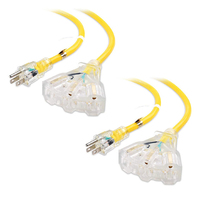 Cable de alimentación transparente de servicio pesado certificado UL Cable de extensión para exteriores de 100 pies 16/3 12/3 Sjeoow 5-15P con conector de 3 grifos 5-15r