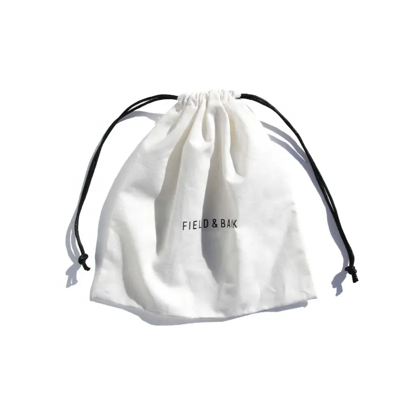 Logo personnalisé 15x15 cm, grand 130 g/m², mousseline blanche, coton réutilisable, sac à poussière à 2 côtés avec cordon de serrage, avec cordon de serrage en cire de coton, vente en gros