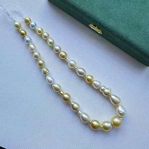 תכשיטים 10-12mm מי ים דרום הים טבעי זהב ולבן לערבב צבע פנינת מחרוזת שרשרת לתכשיטים ביצוע מוכן ספינה - Product Image 5