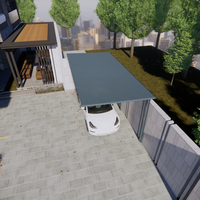 Abri voiture en aluminium, design moderne, toit en polycarbonate imperméable, structure en aluminium, abri pour 3 voitures, stationnement extérieur.