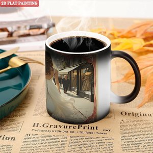 Mug magique en céramique noir givré 11oz changeant de couleur à la chaleur pour boissons chaudes - Product Image 4