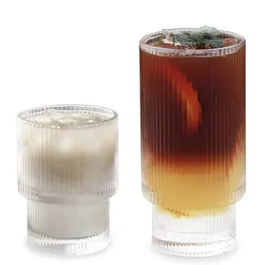 Verres à cocktail Origami à base épaisse, transparents, côtelés, ondulés, pour café et cocktails, 6oz, 11oz, 350ml, 200ml, vente en gros - Product Image 1