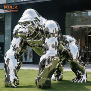 تمثال فني بتصميم هندسي متعدد الأضلاع على شكل غوريلا من الفولاذ المقاوم للصدأ، قابل للتخصيص لتزيين الحدائق الخارجية - Product Image 5