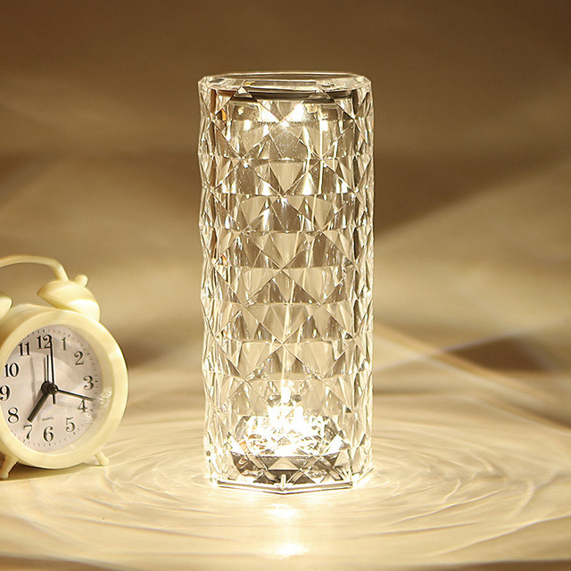 Crystal 16 Colors Rose Touch Lamp USB Rechargeable LED Night Light Dimmable with Remote Control for Bedroom Table Home Decor