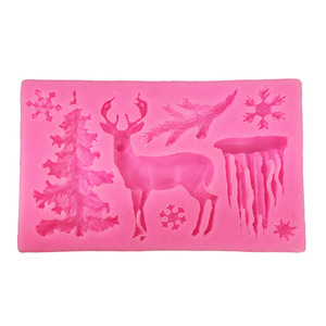 HY – moule en Silicone à thème de noël, motif élan, flocon de neige, arbre, cerf, Fondant, Dessert, glaçon, bonbons, chocolat - Product Image 1