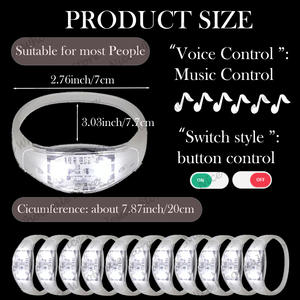 Pulsera LED Personalizable al por Mayor de Jumon, Sincronización Inalámbrica con el Ritmo de la Música, Banda Duradera de TPU+ABS, Batería AAA, para Fiestas de Cumpleaños - Product Image 2