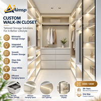Armoire Walk-in en Verre Blanc Épuré avec Tiroirs Fluides et Éclairage LED Intégré pour Rénovation de Suite Principale – Approvisionnement en Conteneurs Complets