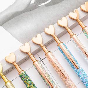 Wholesale Heart Shape Glitter Coated Wedding Gift <b>Pen</b> Novelty <b>Retractable</b> Ballpoint <b>Pen</b> Custom Logo Metal Click Ball <b>Pen</b> - Product Image 2