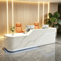 QT-202X Comptoir de réception minimaliste et moderne en MDF, ensemble complet pour magasins, hôtels, salons de beauté, bars - Modèle