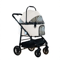 Poussette pour animaux de compagnie directement de l'usine, avec panier détachable, pliage en un clic, tissu respirant, grande cabine, pour grands chiens et chats, 4 roues, toutes saisons