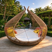 Lit de repos d'extérieur au design moderne, résistant aux intempéries, avec baldaquin, pour piscine, patio et plage