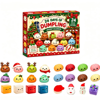 Jouets Squishy en forme de raviolis pour Noël, très demandés, Calendrier de l'Avent 24 jours