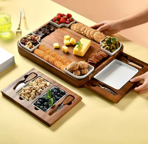 Nuevos Modelos de Tabla de Quesos Rectangular de Madera de Acacia y Juego de Cuchillos para Reuniones de Amigos - Product Image 3