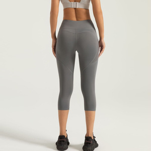 Pantaloni da Yoga a vita alta con Logo di colore personalizzato per le <span class=keywords><strong>gambe</strong></span> Push up con tasche a rete laterali senza cuciture pantaloni da ginnastica a 7 punti - Product Image 2