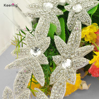 Nouvelle ceinture de mariage à grandes fleurs, avec applique et garniture en strass et diamants WRA-697
