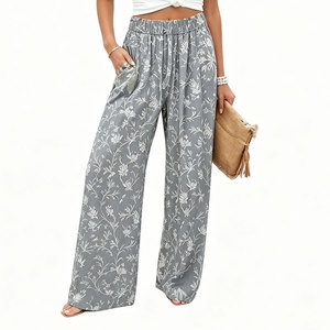 <span class=keywords><strong>Pantaloni</strong></span> <span class=keywords><strong>Palazzo</strong></span> da Donna <span class=keywords><strong>a</strong></span> Vita Alta Elasticizzati, Casual, <span class=keywords><strong>a</strong></span> Gamba Larga, <span class=keywords><strong>Lunghi</strong></span>, con Tasche, Stampa Floreale, <span class=keywords><strong>Pantaloni</strong></span> da Viaggio Nuovi - Product Image 2