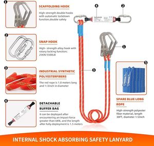 Arnés de Seguridad CITYCITY, Kit de Protección Contra Caídas, Arnés de Cuerpo Completo para Techos, Arnés Resistente con Cuerda de Seguridad - Product Image 4